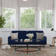 Navy |#| Convertible Split Back Futon Sofa Sleeper with Wooden Legs in Navy Velvet