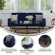 Navy |#| Convertible Split Back Futon Sofa Sleeper with Wooden Legs in Navy Velvet