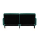 Emerald |#| Convertible Split Back Futon Sofa Sleeper with Wooden Legs in Emerald Velvet