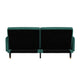 Emerald |#| Convertible Split Back Futon Sofa Sleeper with Wooden Legs in Emerald Velvet
