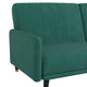 Emerald |#| Convertible Split Back Futon Sofa Sleeper with Wooden Legs in Emerald Velvet