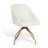 Off White Boucle/Polished Brass Frame |#| Boucle Upholstered Stationary Swivel Home Office Chair -Off White/Polished Brass