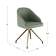 Sage Faux Leather/Polished Brass Frame |#| Faux Leather Upholstered Stationary Swivel Home Office Chair -Sage/PolishedBrass