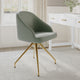 Sage Faux Leather/Polished Brass Frame |#| Faux Leather Upholstered Stationary Swivel Home Office Chair -Sage/PolishedBrass