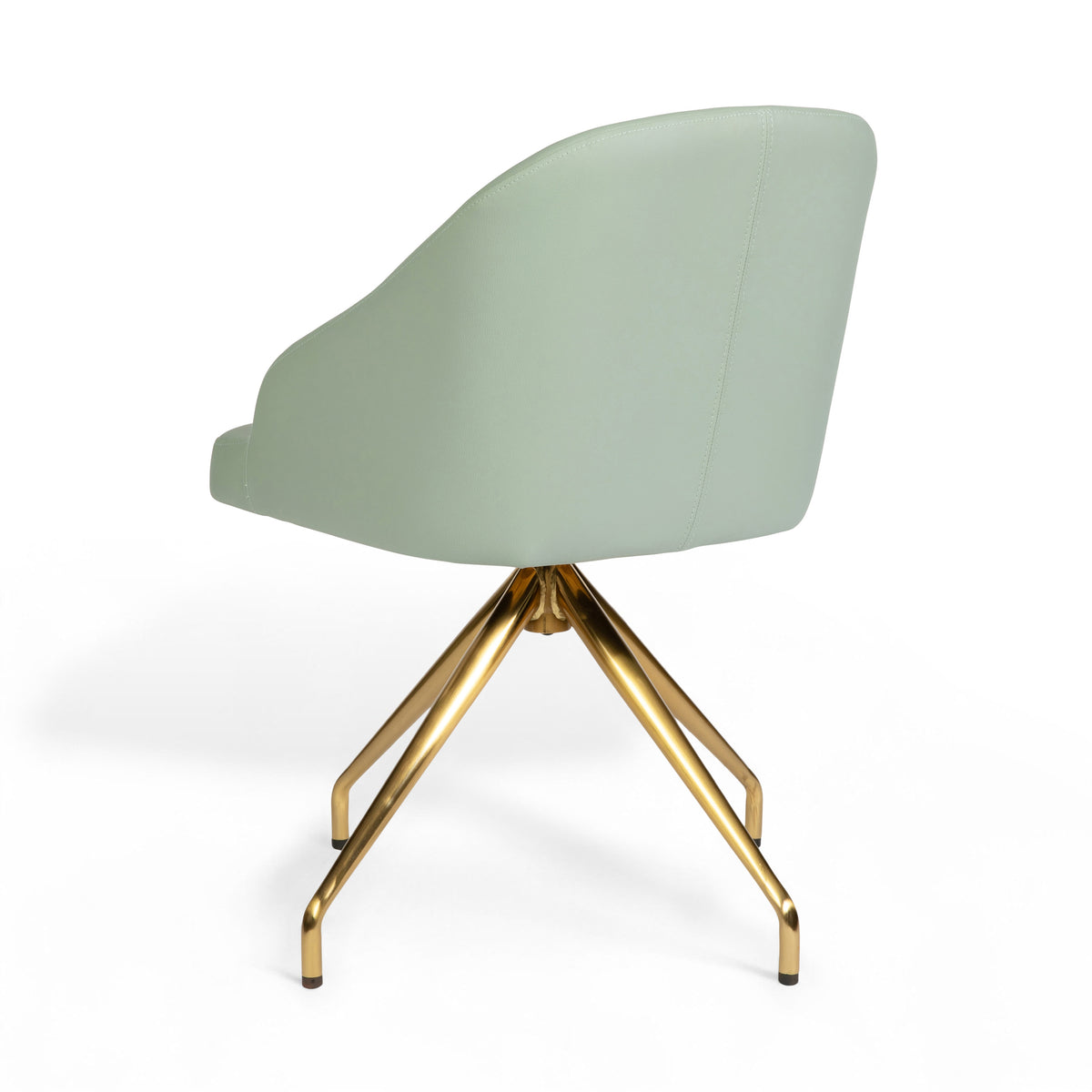 Sage Faux Leather/Polished Brass Frame |#| Faux Leather Upholstered Stationary Swivel Home Office Chair -Sage/PolishedBrass