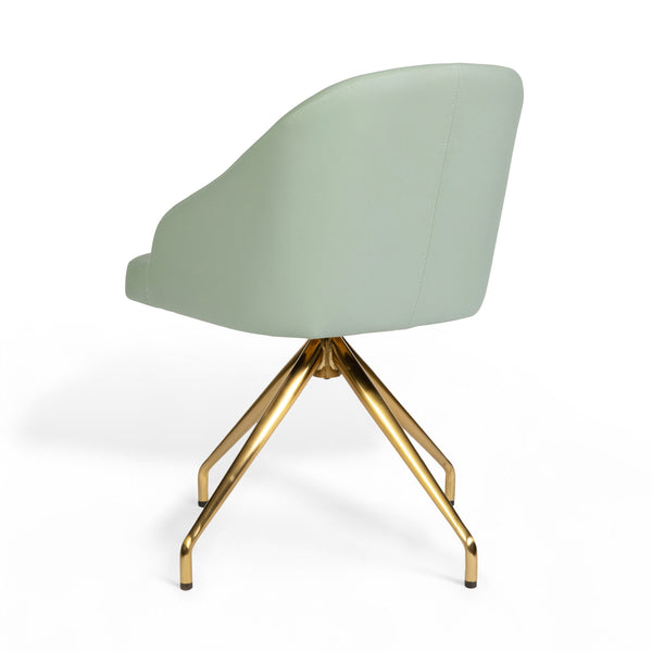 Sage Faux Leather/Polished Brass Frame |#| Faux Leather Upholstered Stationary Swivel Home Office Chair -Sage/PolishedBrass