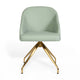 Sage Faux Leather/Polished Brass Frame |#| Faux Leather Upholstered Stationary Swivel Home Office Chair -Sage/PolishedBrass