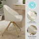 Off White Boucle/Polished Brass Frame |#| Boucle Upholstered Stationary Swivel Home Office Chair -Off White/Polished Brass