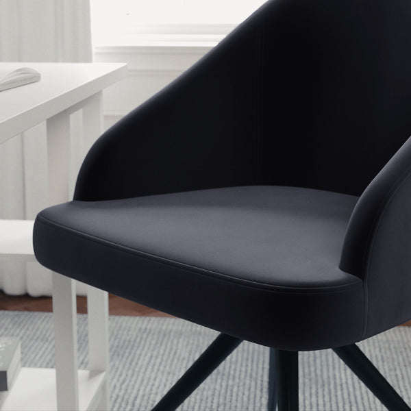 Gray Velvet/Oil Rubbed Bronze |#| Velvet Upholstered Stationary Swivel Home Office Chair -Gray/Oil Bronze