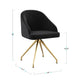 Black Velvet/Polished Nickel |#| Velvet Upholstered Stationary Swivel Home Office Chair -Black/Oil Bronze