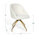 Off White Boucle/Polished Brass Frame |#| Boucle Upholstered Stationary Swivel Home Office Chair -Off White/Polished Brass