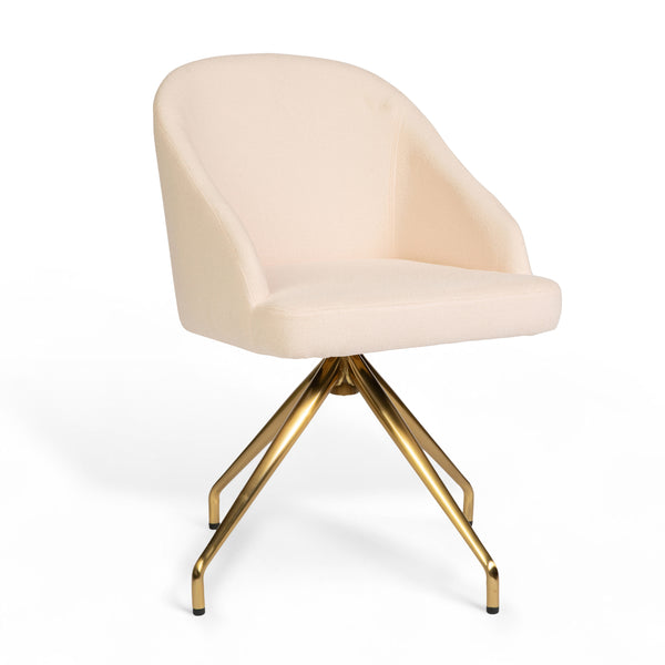 Conch Shell Fabric/Polished Brass Frame |#| Fabric Upholstered Stationary Swivel Home Office Chair -ConchShell/PolishedBrass
