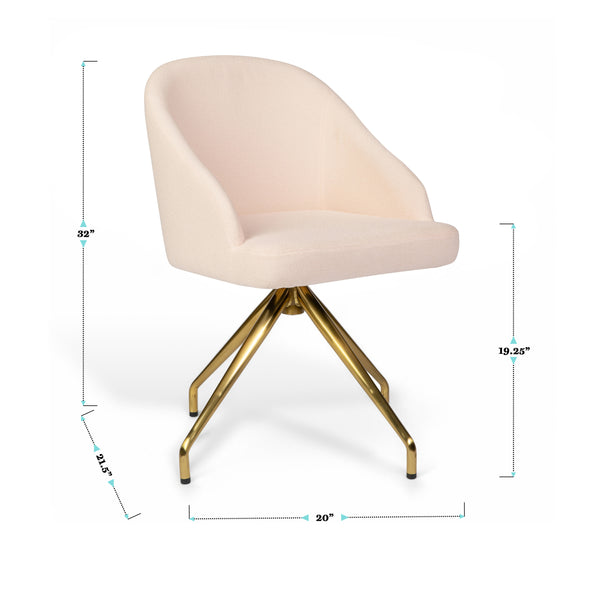 Conch Shell Fabric/Polished Brass Frame |#| Fabric Upholstered Stationary Swivel Home Office Chair -ConchShell/PolishedBrass