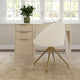 Off White Boucle/Polished Brass Frame |#| Boucle Upholstered Stationary Swivel Home Office Chair -Off White/Polished Brass