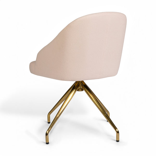 Conch Shell Fabric/Polished Brass Frame |#| Fabric Upholstered Stationary Swivel Home Office Chair -ConchShell/PolishedBrass