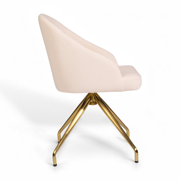 Conch Shell Fabric/Polished Brass Frame |#| Fabric Upholstered Stationary Swivel Home Office Chair -ConchShell/PolishedBrass