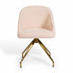 Conch Shell Fabric/Polished Brass Frame |#| Fabric Upholstered Stationary Swivel Home Office Chair -ConchShell/PolishedBrass