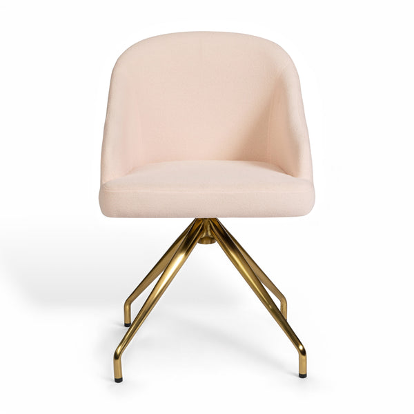 Conch Shell Fabric/Polished Brass Frame |#| Fabric Upholstered Stationary Swivel Home Office Chair -ConchShell/PolishedBrass