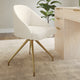 Off White Boucle/Polished Brass Frame |#| Boucle Upholstered Stationary Swivel Home Office Chair -Off White/Polished Brass