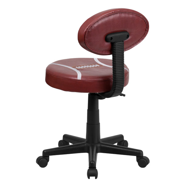 Brown |#| Football Vinyl Upholstered Swivel Task Office Chair with Adjustable Height