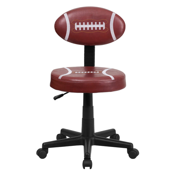 Brown |#| Football Vinyl Upholstered Swivel Task Office Chair with Adjustable Height