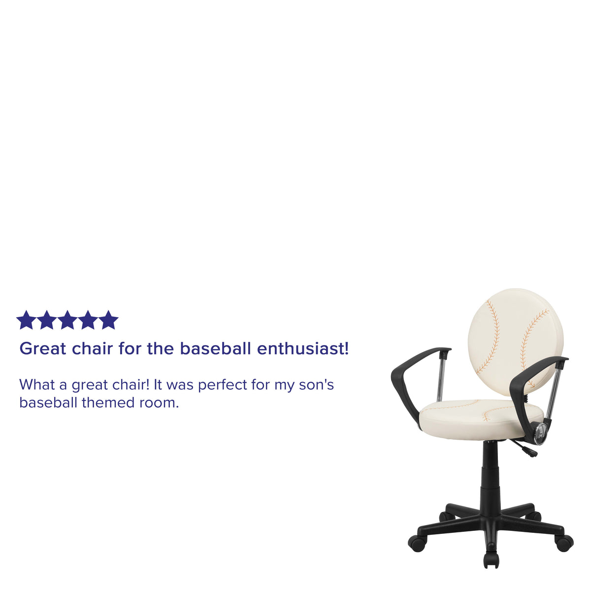 Brown and Cream |#| Baseball Vinyl Upholstered Swivel Task Chair with Arms and Adjustable Height