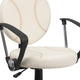 Brown and Cream |#| Baseball Vinyl Upholstered Swivel Task Chair with Arms and Adjustable Height