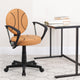 Black and Orange |#| Basketball Vinyl Upholstered Swivel Task Chair with Arms and Adjustable Height