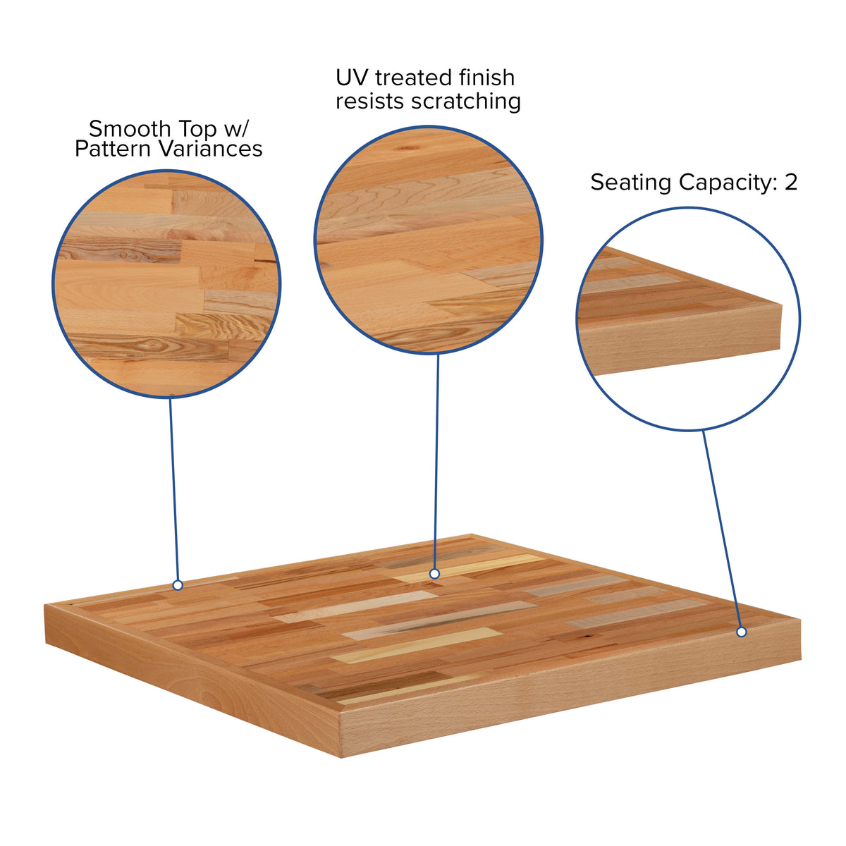 Butcher Block Square Square Butcher Block Top XU-BBSQ- – BizChair