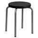 Black |#| Stackable Backless Stool with Black Seat and Silver Powder Coated Frame