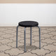 Black |#| Stackable Backless Stool with Black Seat and Silver Powder Coated Frame