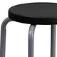 Black |#| Stackable Backless Stool with Black Seat and Silver Powder Coated Frame