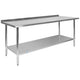 72"W x 30"D |#| Stainless Steel 18 Gauge Work Table with Backsplash and Shelf, NSF - 72"W x 30"D