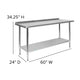 60"W x 24"D |#| Stainless Steel 18 Gauge Work Table with Backsplash and Shelf, NSF - 60"W x 24"D