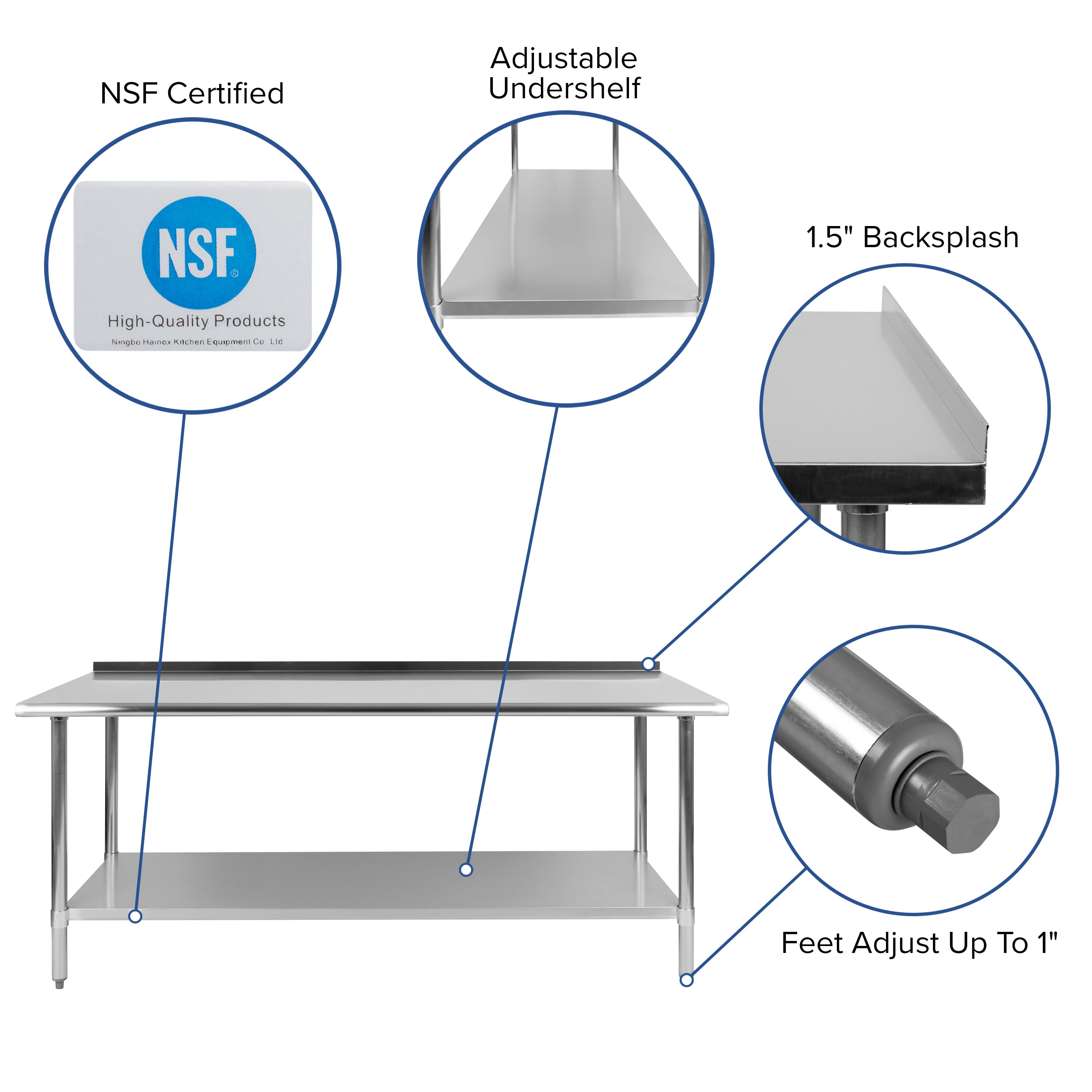 Nsf stainless outlet steel table