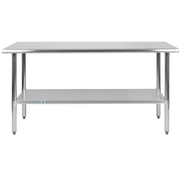 60"W x 24"D |#| Stainless Steel 18 Gauge Work Table with Undershelf, NSF - 60"W x 24"D x 34.5"H