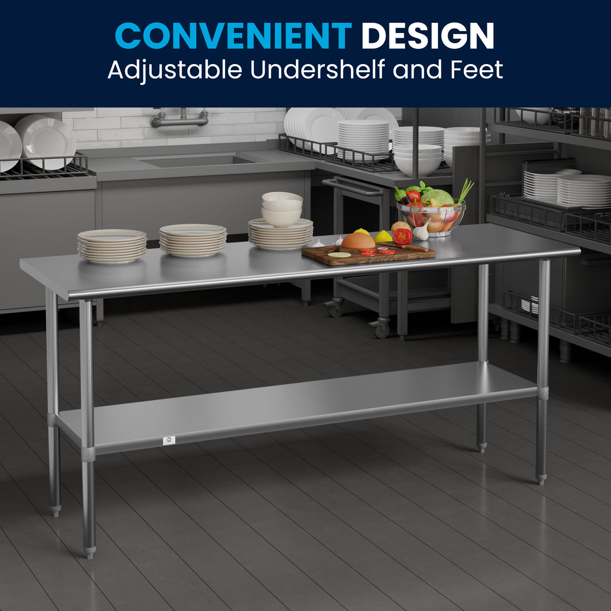 72"W x 30"D |#| Stainless Steel 18 Gauge Work Table with Undershelf, NSF - 72"W x 30"D x 34.5"H
