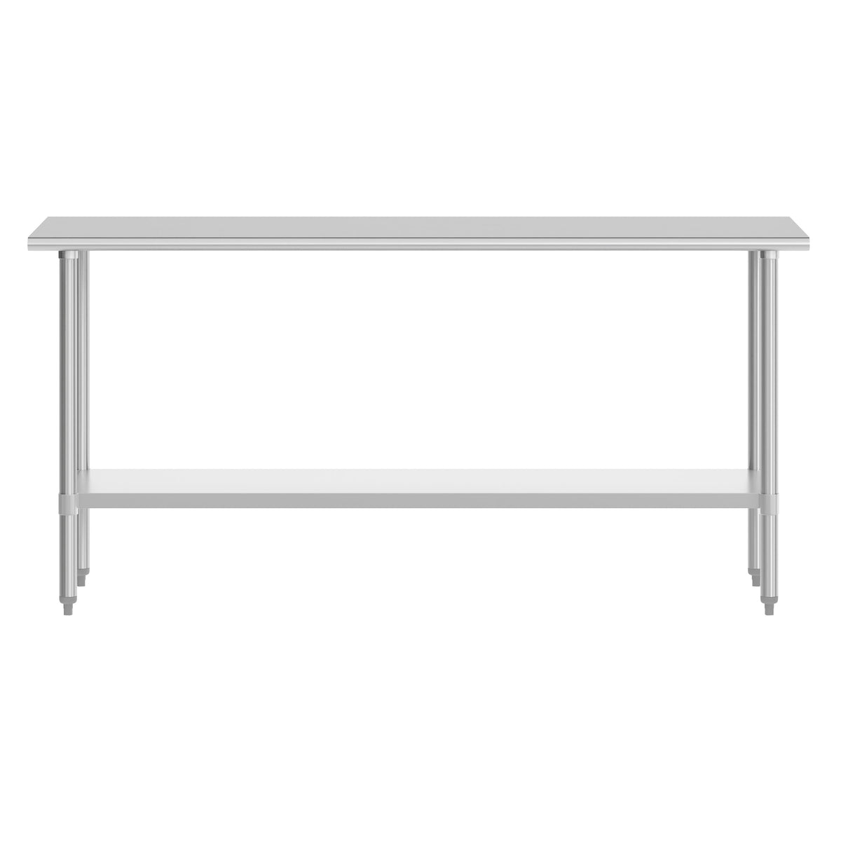 72"W x 24"D x 34.5"H |#| Commercial Stainless Steel 18 Gauge Work Table with Undershelf - 24x72