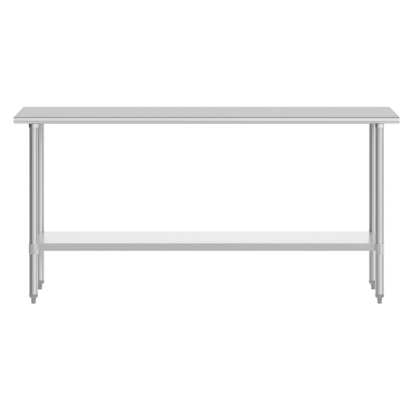 72"W x 24"D x 34.5"H |#| Commercial Stainless Steel 18 Gauge Work Table with Undershelf - 24x72