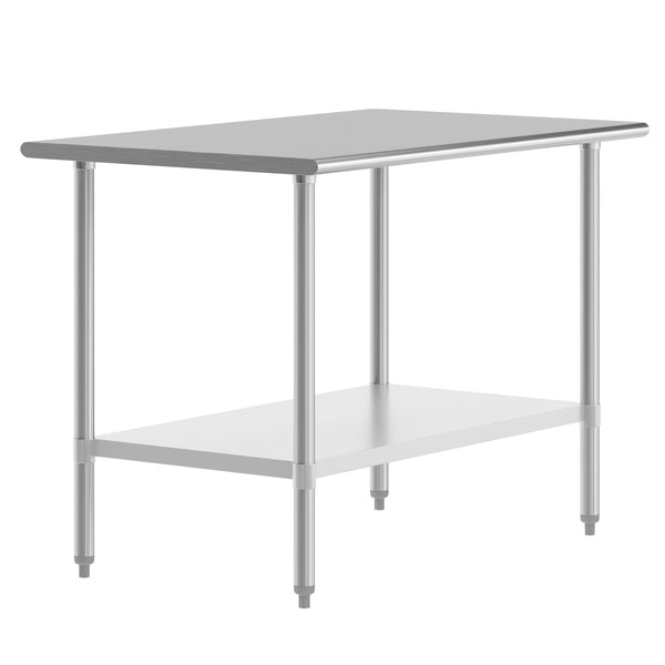 48"W x 30"D x 34.5"H |#| Commercial Stainless Steel 18 Gauge Work Table with Undershelf - 30x48