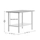 48"W x 30"D x 34.5"H |#| Commercial Stainless Steel 18 Gauge Work Table with Undershelf - 30x48