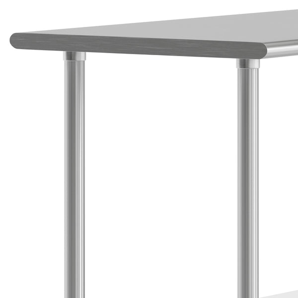 48"W x 30"D x 34.5"H |#| Commercial Stainless Steel 18 Gauge Work Table with Undershelf - 30x48
