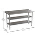 60"W x 24"D |#| 60"W x 24"D NSF Stainless Steel 18 Gauge Work Table - Backsplash and 2 Shelves