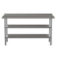 60"W x 24"D |#| 60"W x 24"D NSF Stainless Steel 18 Gauge Work Table - Backsplash and 2 Shelves