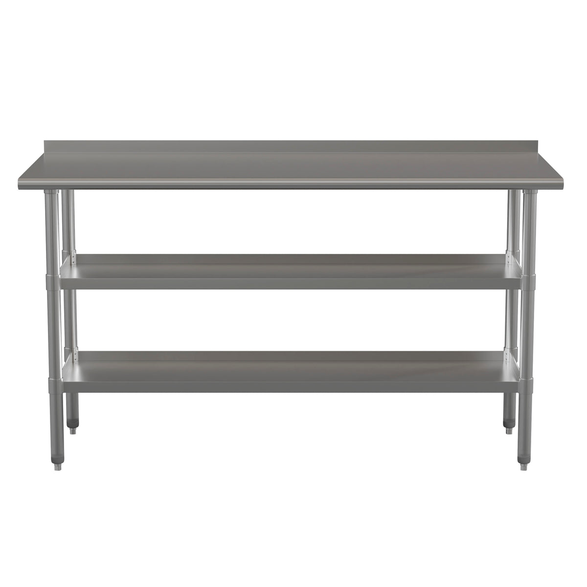 60"W x 24"D |#| 60"W x 24"D NSF Stainless Steel 18 Gauge Work Table - Backsplash and 2 Shelves