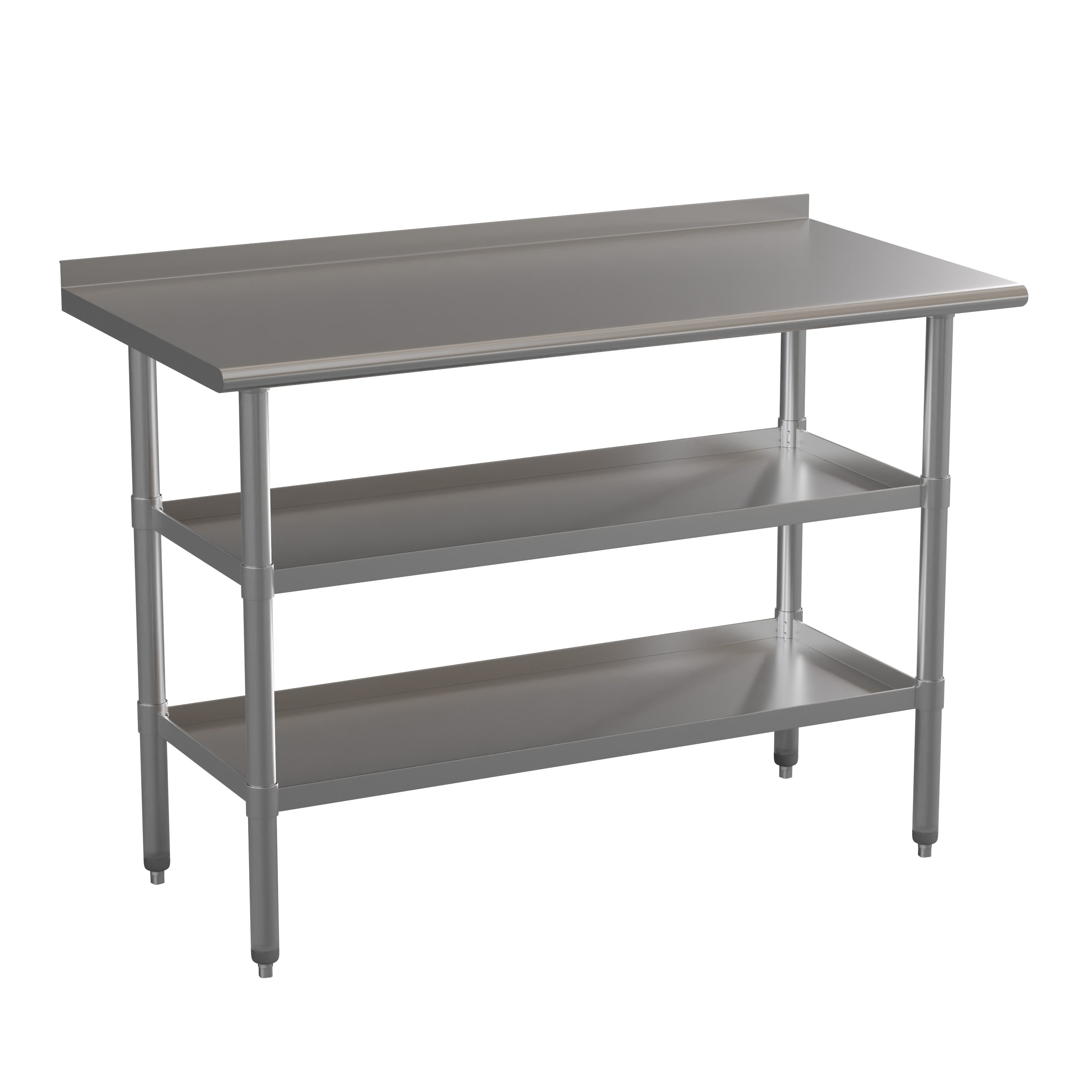 Flash Furniture Stainless Steel 18 Gauge Work Table with 1.5 Backsplash and 2 Undershelves 60 W x 24 D x 36 H NSF