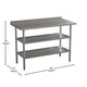 48"W x 24"D |#| 48"W x 24"D NSF Stainless Steel 18 Gauge Work Table - Backsplash and 2 Shelves