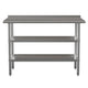 48"W x 24"D |#| 48"W x 24"D NSF Stainless Steel 18 Gauge Work Table - Backsplash and 2 Shelves