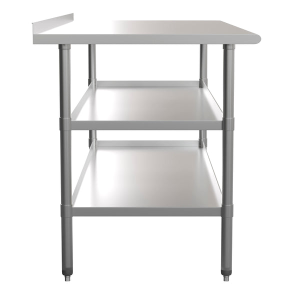 72"W x 30"D |#| 72"W x 30"D NSF Stainless Steel 18 Gauge Work Table - Backsplash and 2 Shelves