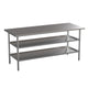 72"W x 30"D |#| 72"W x 30"D NSF Stainless Steel 18 Gauge Work Table with 2 Undershelves